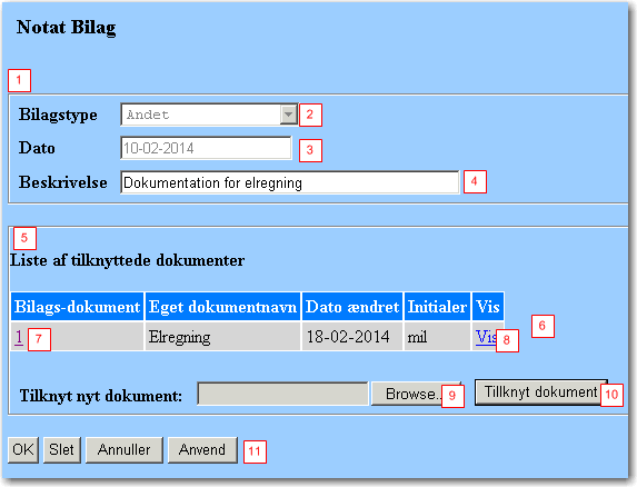 Bilag på notat